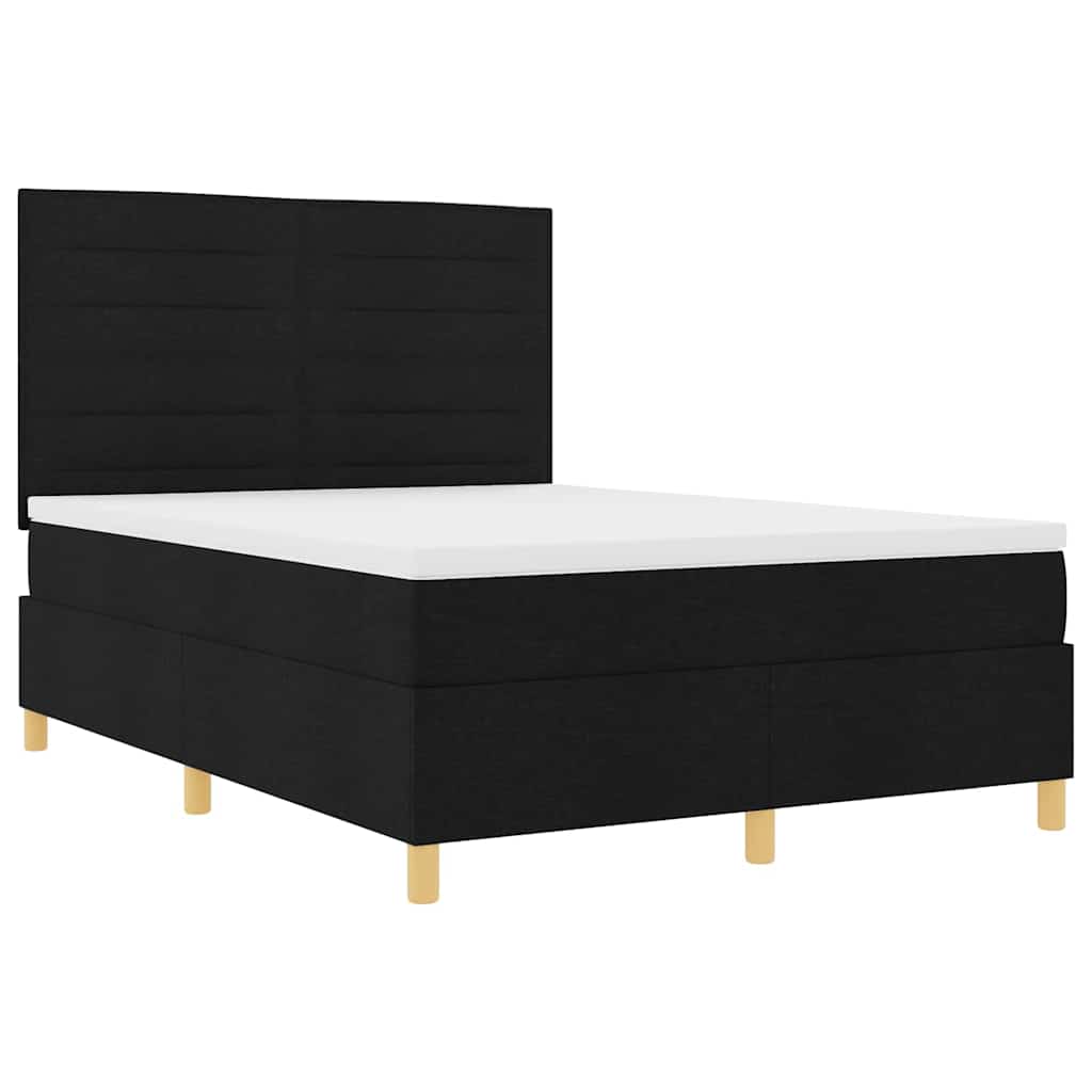 Κρεβάτι με ελατήρια με στρώμα Μαύρο 140 x 190 cm ύφασμα - Pakobazaar