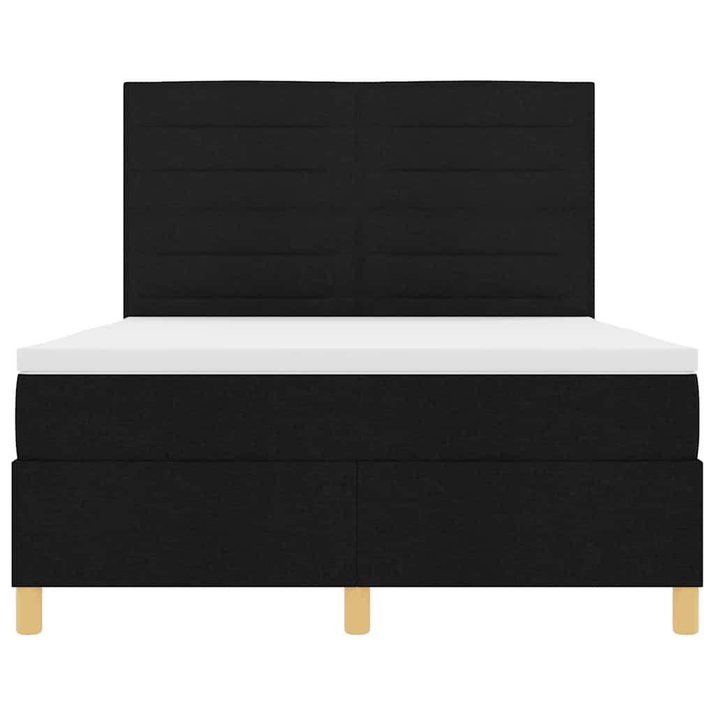Κρεβάτι με ελατήρια με στρώμα Μαύρο 140 x 190 cm ύφασμα - Pakobazaar