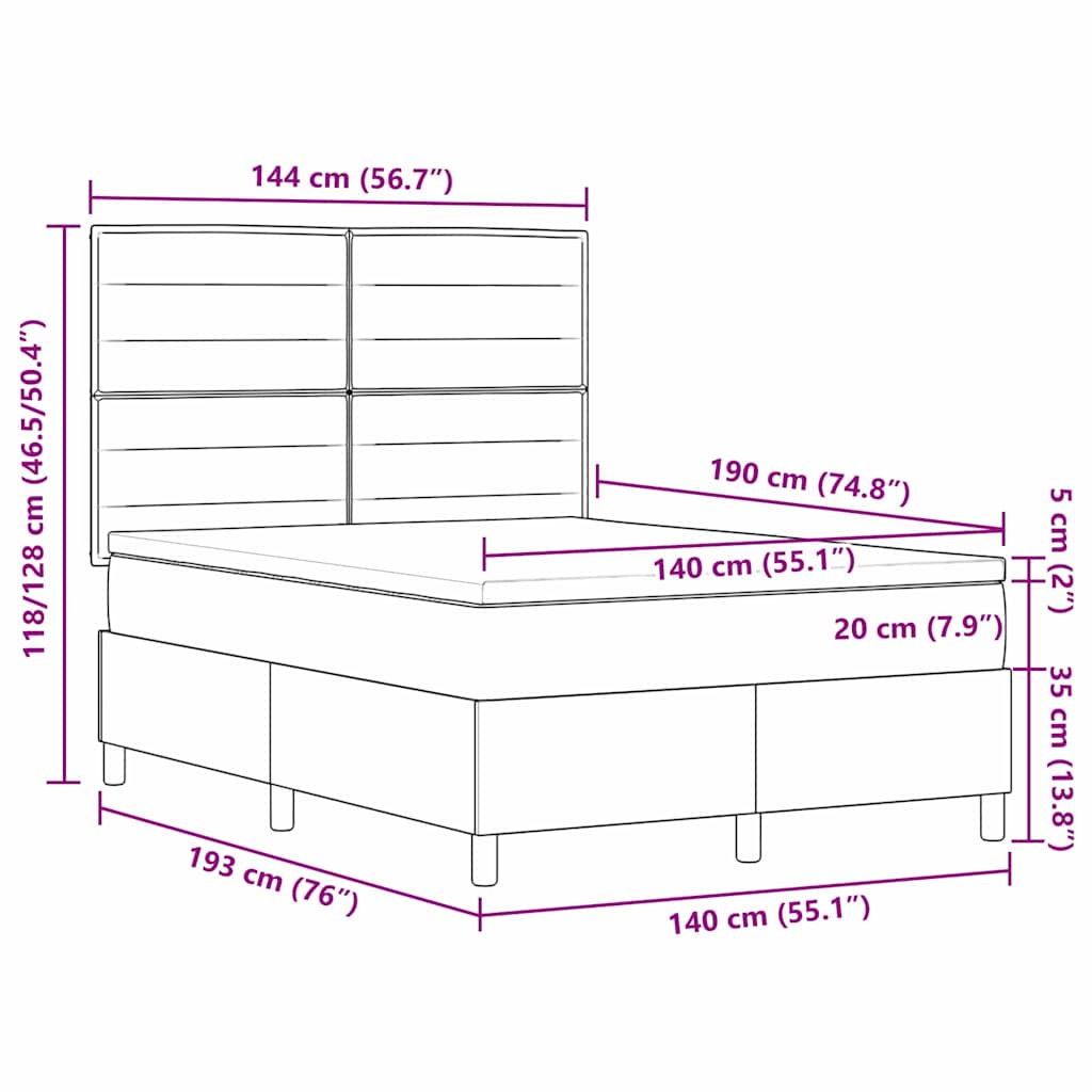 Κρεβάτι με ελατήρια με στρώμα Κρεμ 140 x 190 cm ύφασμα - Pakobazaar