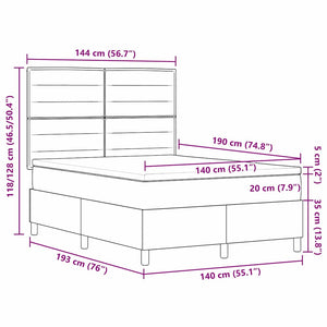 Κρεβάτι με ελατήρια με στρώμα Κρεμ 140 x 190 cm ύφασμα - Pakobazaar