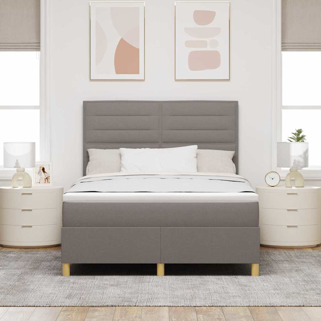 Κρεβάτι με ελατήρια με κεφαλάρι Taupe 160 x 200 cm ύφασμα - Pakobazaar