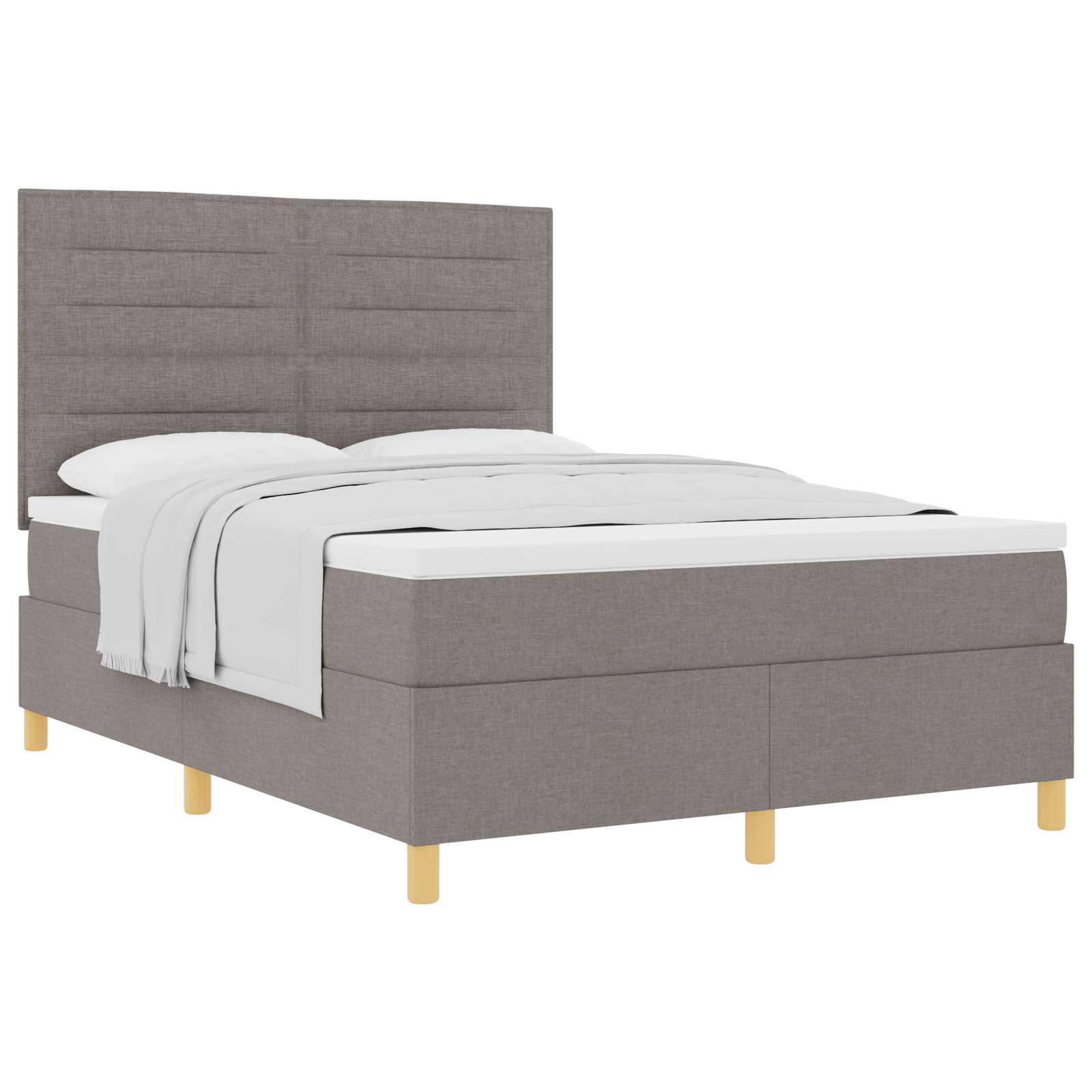 Κρεβάτι με ελατήρια με κεφαλάρι Taupe 160 x 200 cm ύφασμα - Pakobazaar