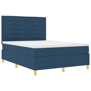 Κρεβάτι με ελατήρια με κεφαλάρι Μπλε 160 x 200 cm ύφασμα - Pakobazaar