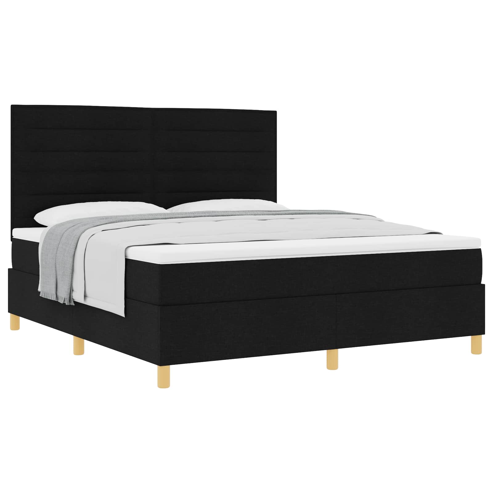 Κρεβάτι με ελατήρια με στρώμα Μαύρο 180 x 200 cm ύφασμα - Pakobazaar