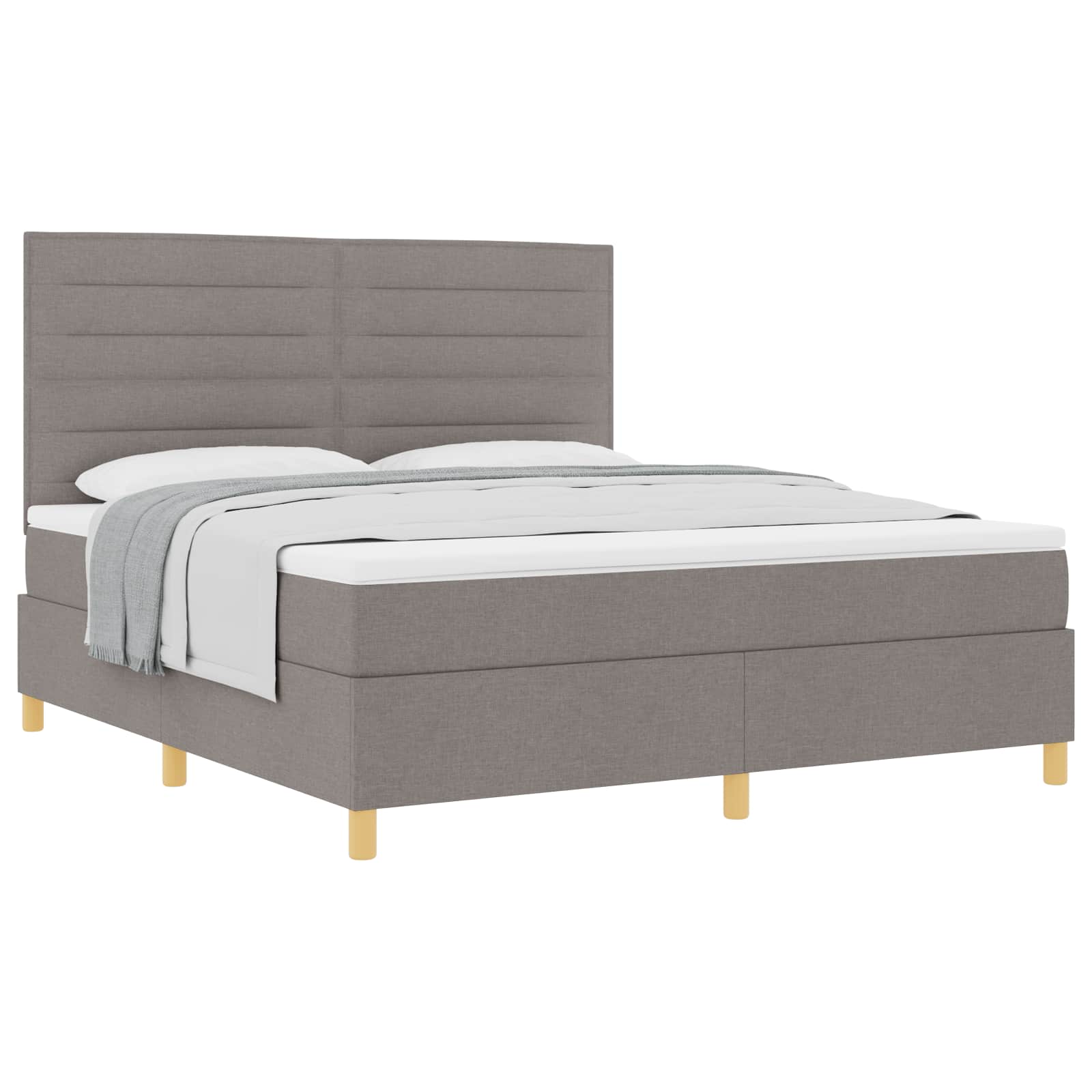 Κρεβάτι με ελατήρια με στρώμα Taupe 180 x 200 cm ύφασμα - Pakobazaar