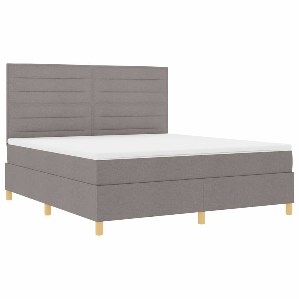 Κρεβάτι με ελατήρια με στρώμα Taupe 180 x 200 cm ύφασμα - Pakobazaar