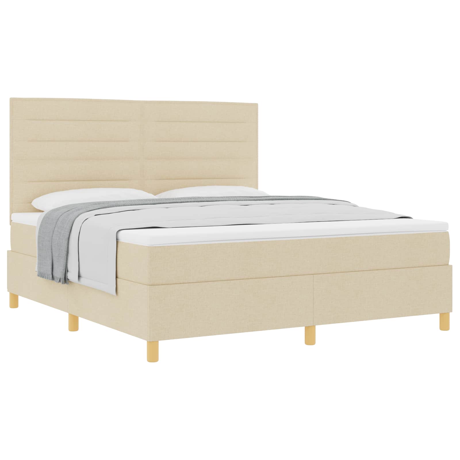 Κρεβάτι με ελατήρια με στρώμα Κρεμ 180 x 200 cm ύφασμα - Pakobazaar