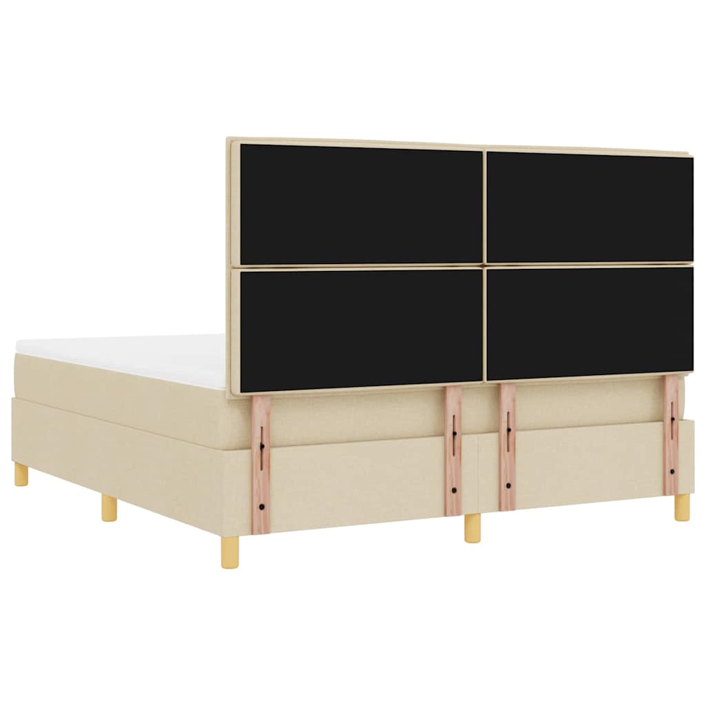 Κρεβάτι με ελατήρια με στρώμα Κρεμ 180 x 200 cm ύφασμα - Pakobazaar
