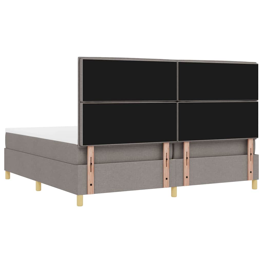 Κρεβάτι με ελατήρια με στρώμα Taupe 200 x 200 cm ύφασμα - Pakobazaar