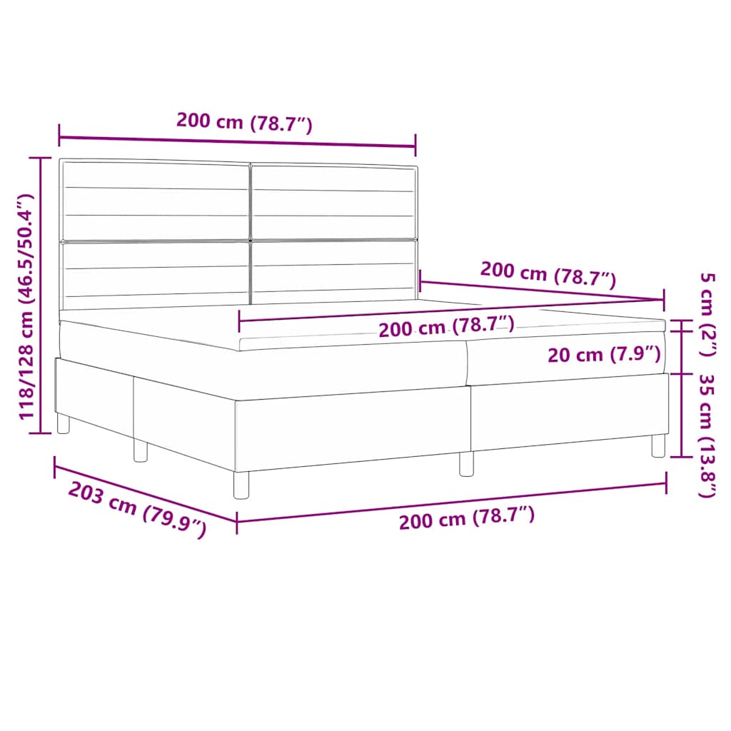 Κρεβάτι με ελατήρια με στρώμα Μπλε 200 x 200 cm ύφασμα - Pakobazaar