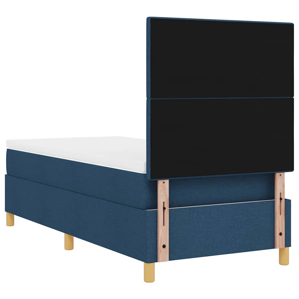 Κρεβάτι με ελατήρια με κεφαλάρι Μπλε 90 x 190 cm ύφασμα - Pakobazaar