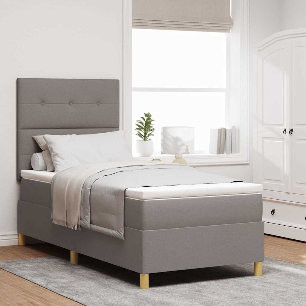 Κρεβάτι με ελατήρια με στρώμα Taupe 90 x 200 cm ύφασμα - Pakobazaar