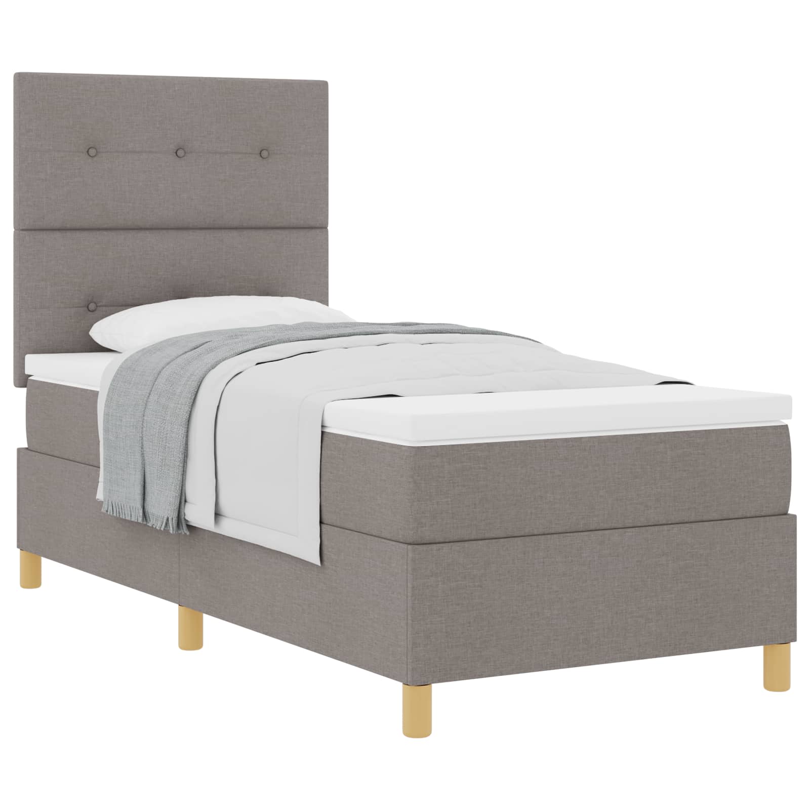 Κρεβάτι με ελατήρια με στρώμα Taupe 90 x 200 cm ύφασμα - Pakobazaar