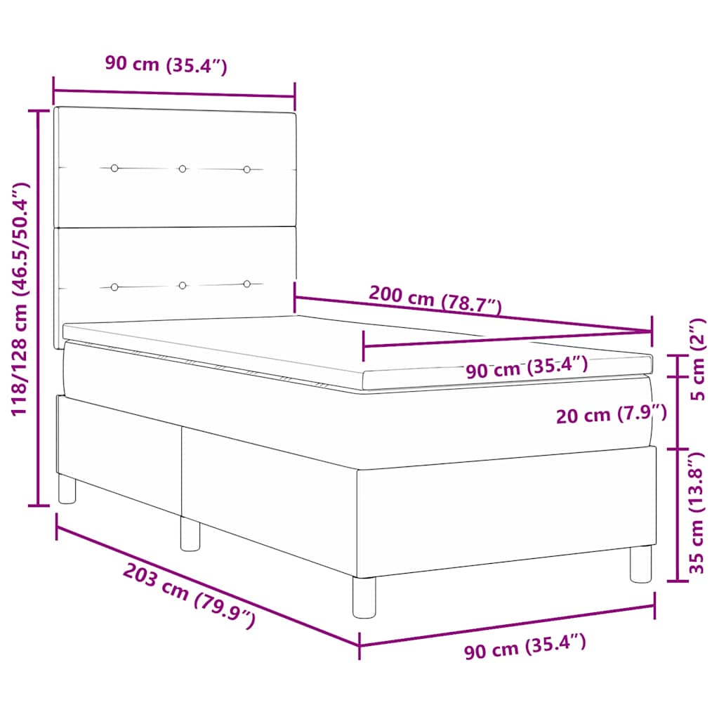 Κρεβάτι με ελατήρια με κεφαλάρι Μπλε 90 x 200 cm ύφασμα - Pakobazaar