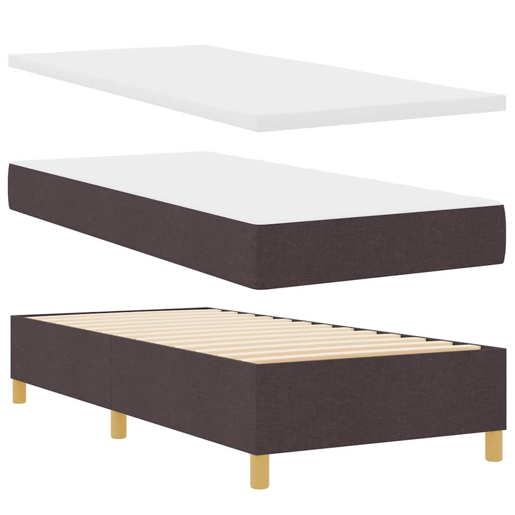 Κρεβάτι με ελατήρια με κεφαλάρι Σκούρο Καφέ 100 x 200 cm ύφασμα - Pakobazaar