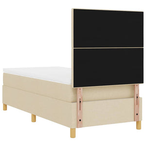 Κρεβάτι με ελατήρια με κεφαλάρι Κρεμ 100 x 200 cm ύφασμα