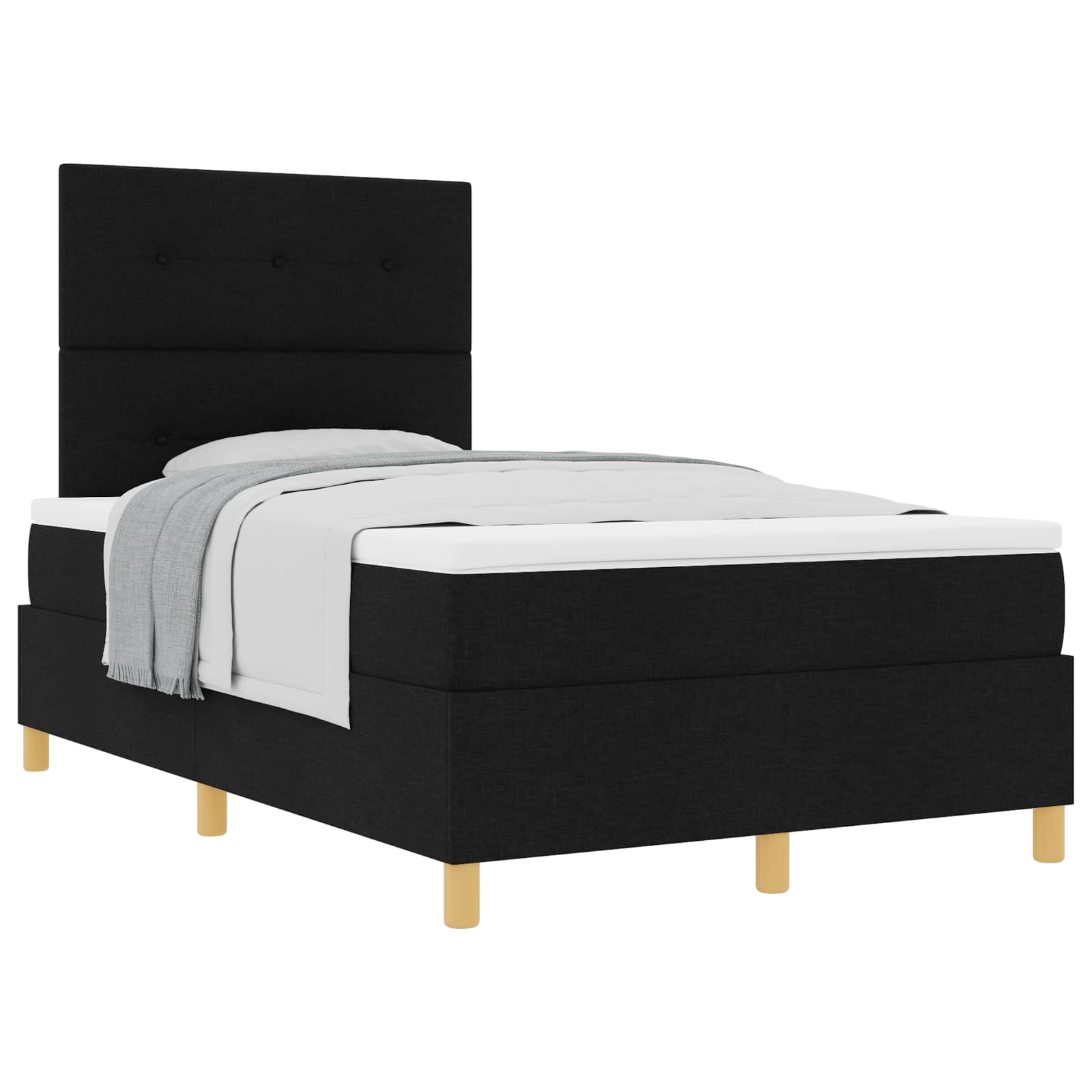 Κρεβάτι με ελατήρια με κεφαλάρι Μαύρο 120 x 190 cm ύφασμα - Pakobazaar
