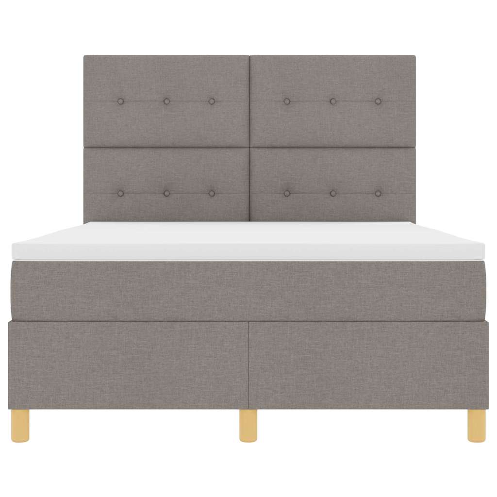 Κρεβάτι με ελατήρια με στρώμα Taupe 140 x 200 cm ύφασμα - Pakobazaar