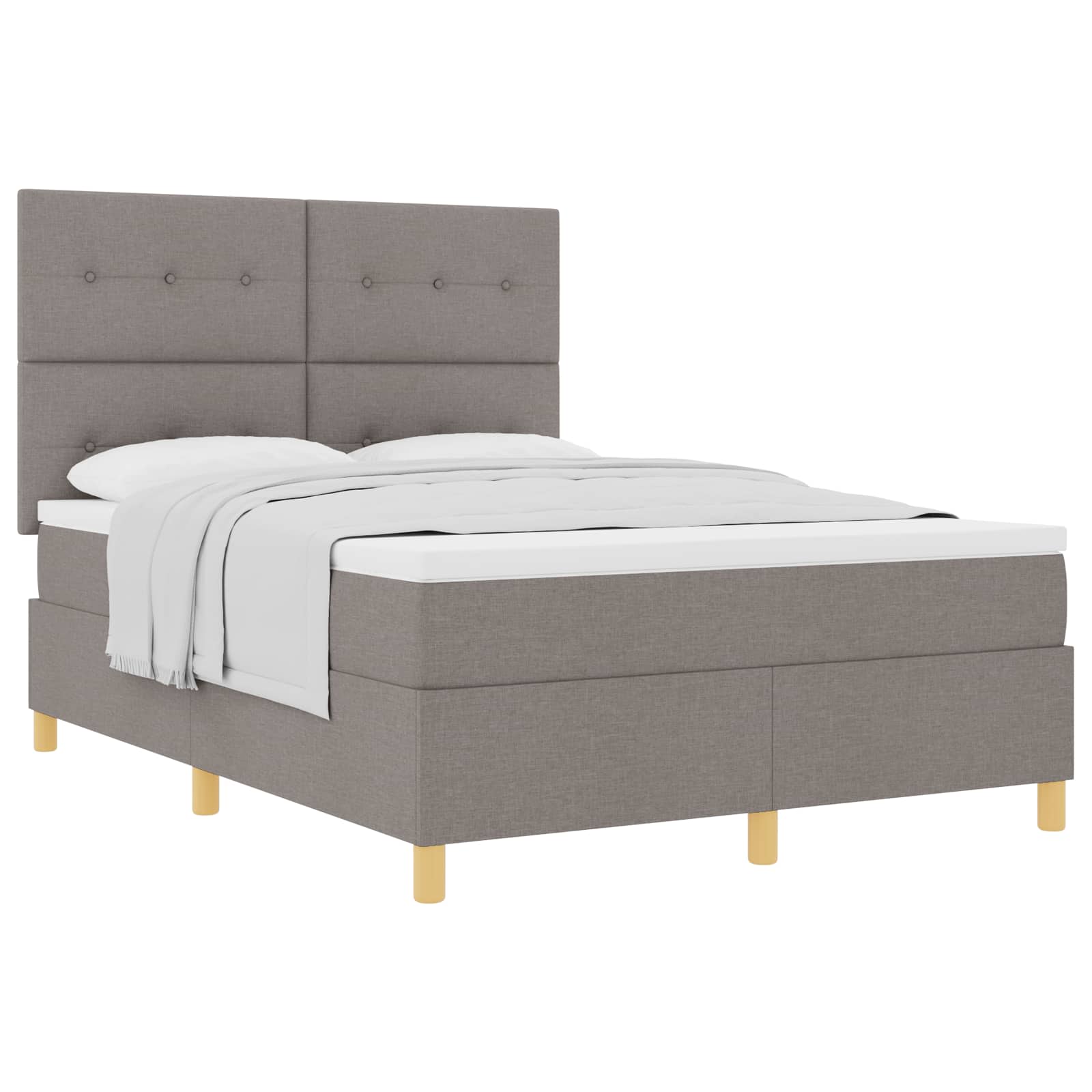 Κρεβάτι με ελατήρια με στρώμα Taupe 160 x 200 cm ύφασμα - Pakobazaar