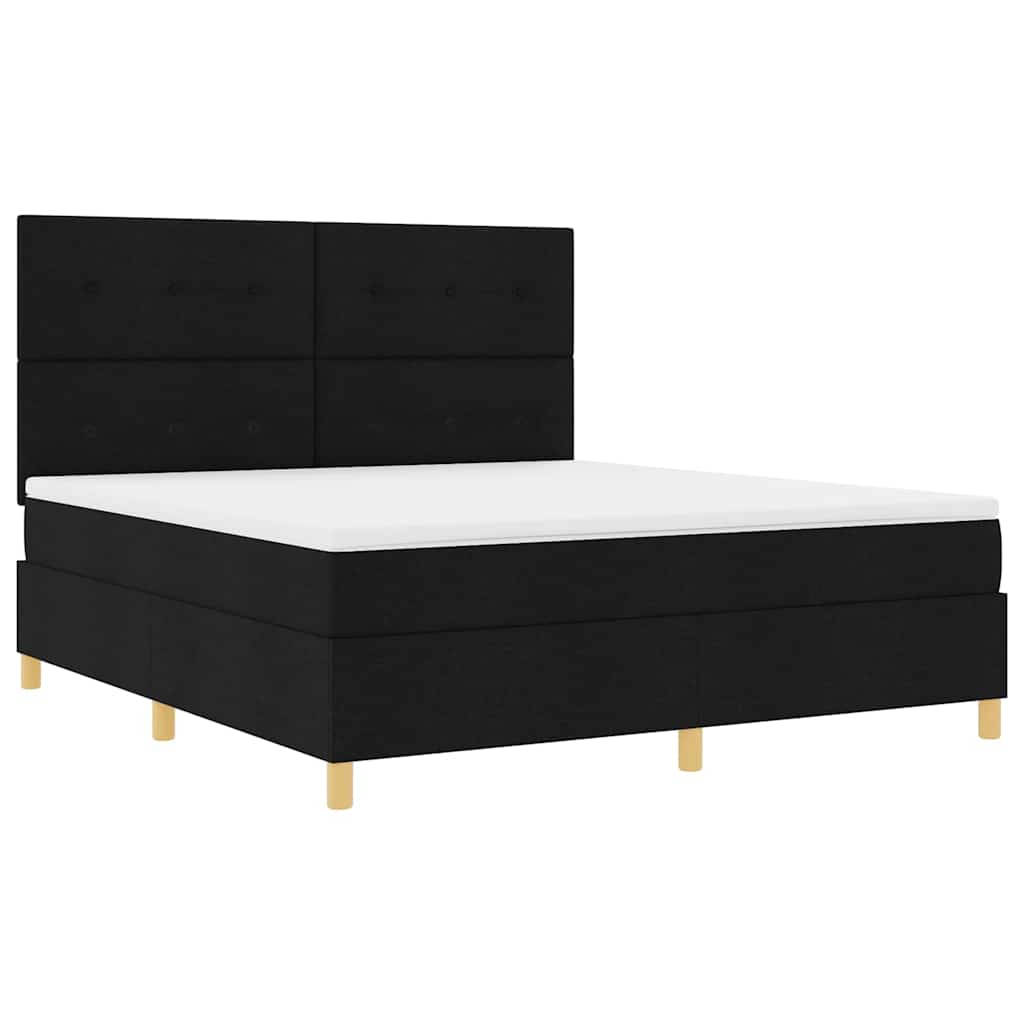 Κρεβάτι με ελατήρια με στρώμα Μαύρο 180 x 200 cm ύφασμα - Pakobazaar