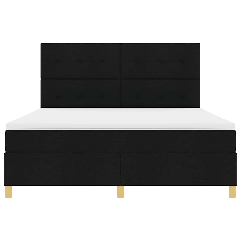 Κρεβάτι με ελατήρια με στρώμα Μαύρο 180 x 200 cm ύφασμα - Pakobazaar