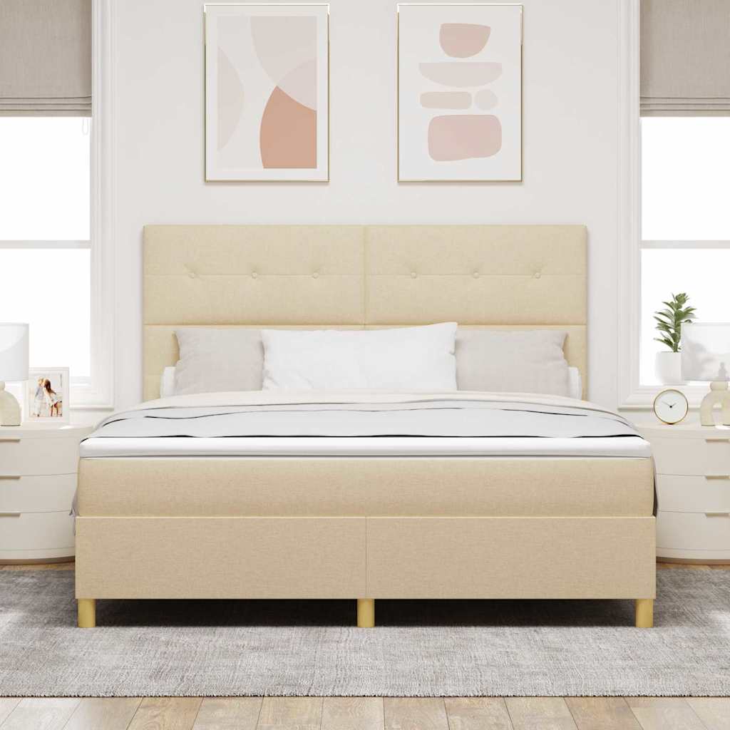 Κρεβάτι με ελατήρια με στρώμα Κρεμ 180 x 200 cm ύφασμα - Pakobazaar