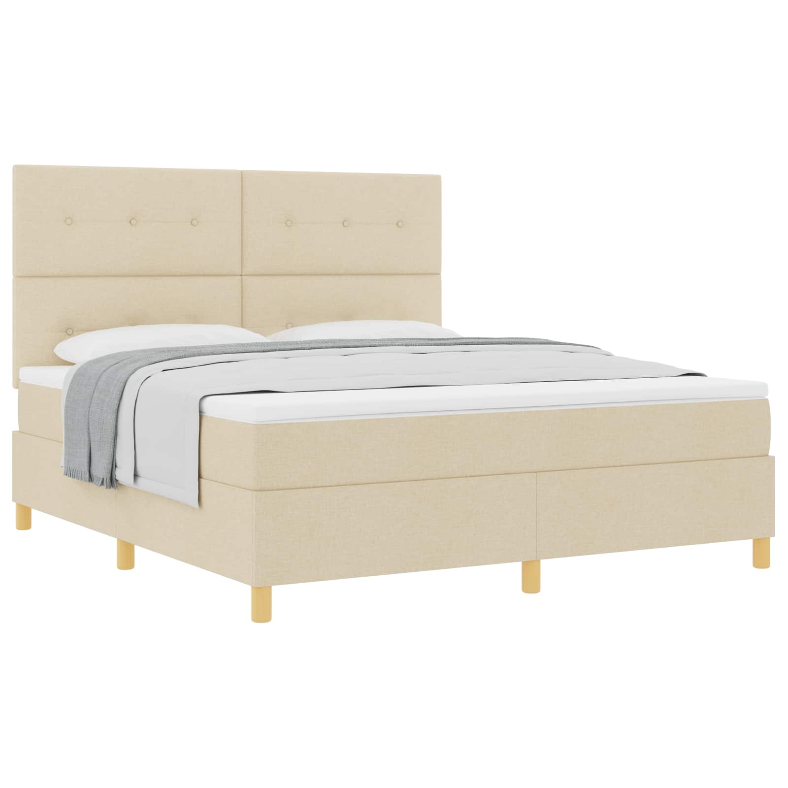Κρεβάτι με ελατήρια με στρώμα Κρεμ 180 x 200 cm ύφασμα - Pakobazaar