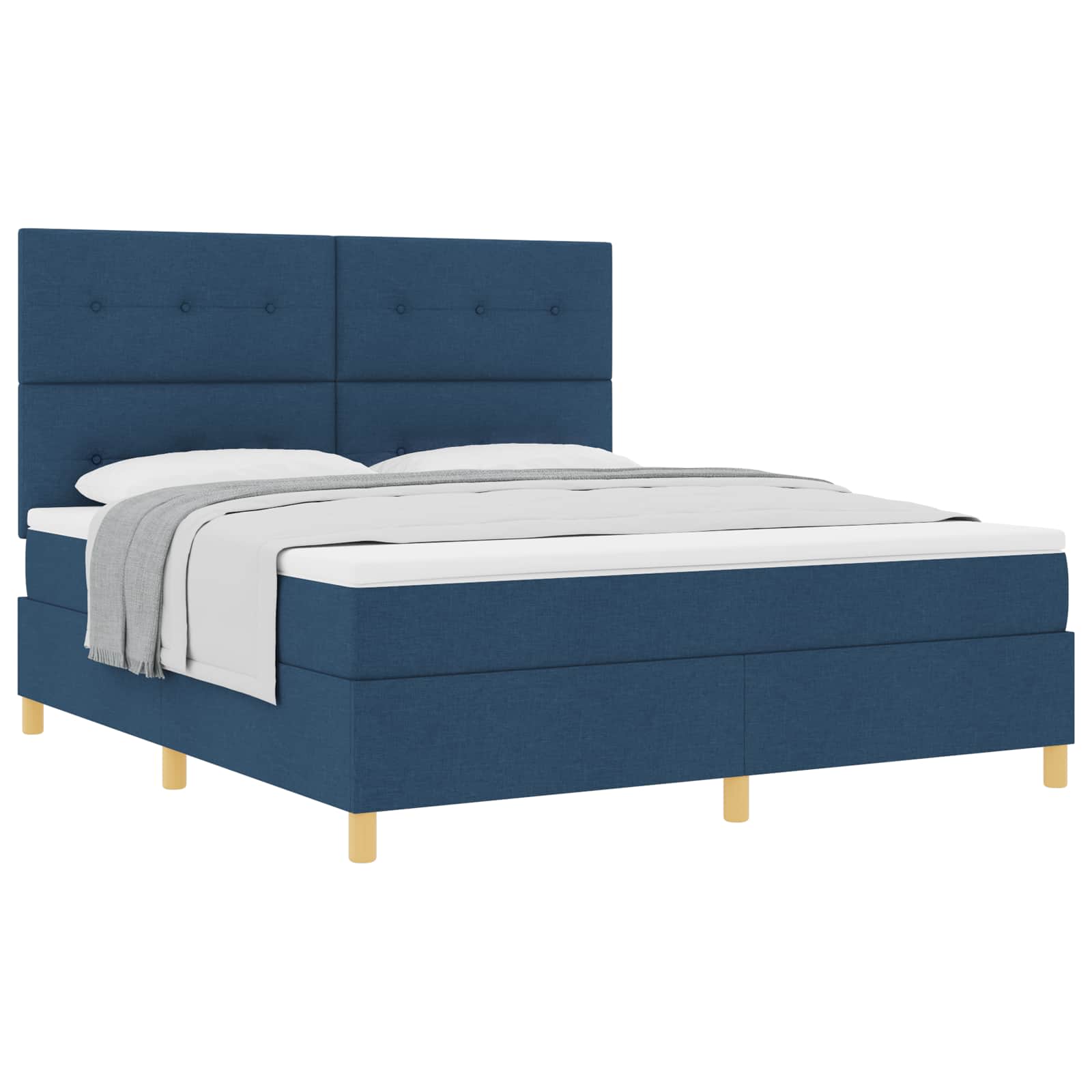 Κρεβάτι με ελατήρια με κεφαλάρι Μπλε 180 x 200 cm ύφασμα - Pakobazaar