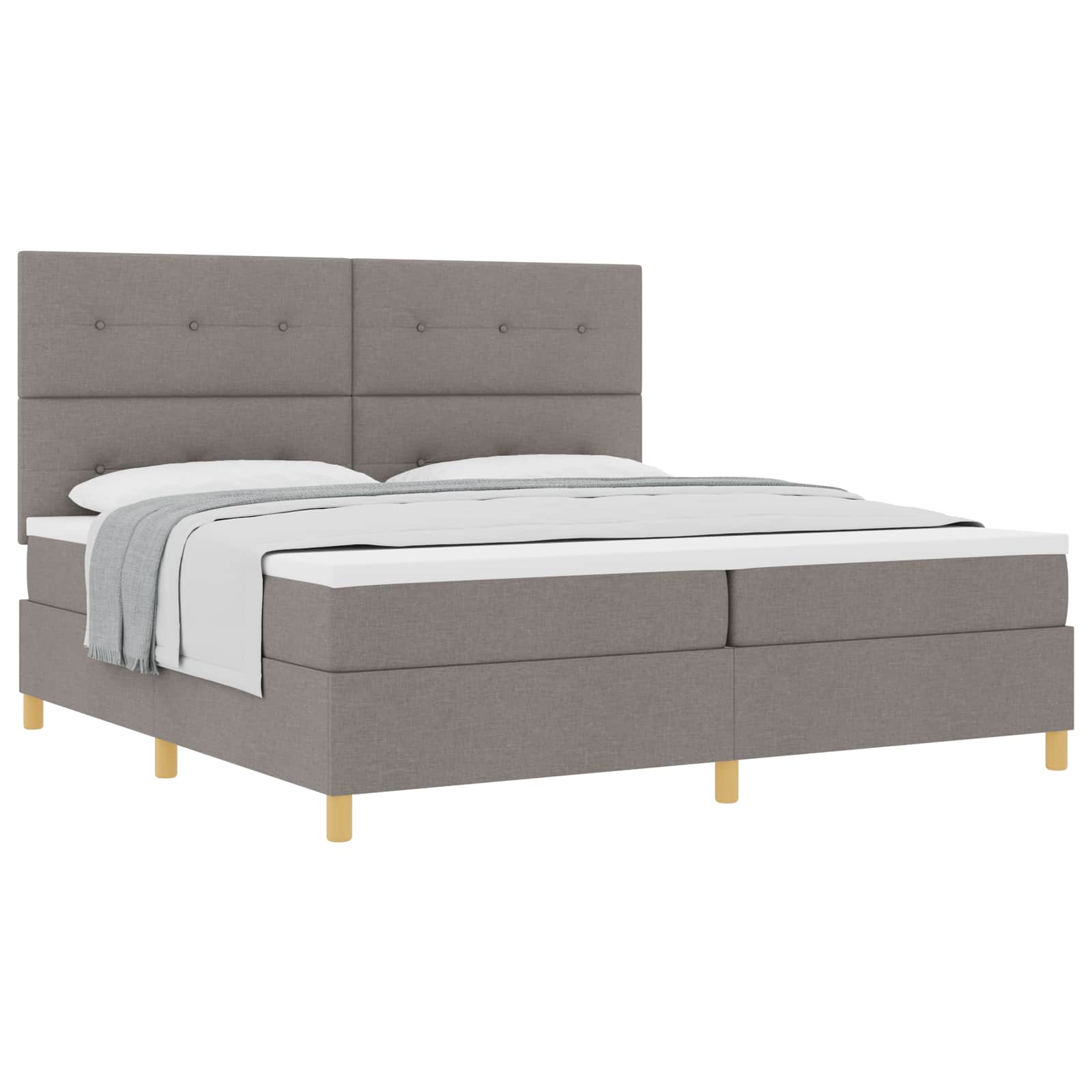 Κρεβάτι με ελατήρια με κεφαλάρι Taupe 200 x 200 cm ύφασμα