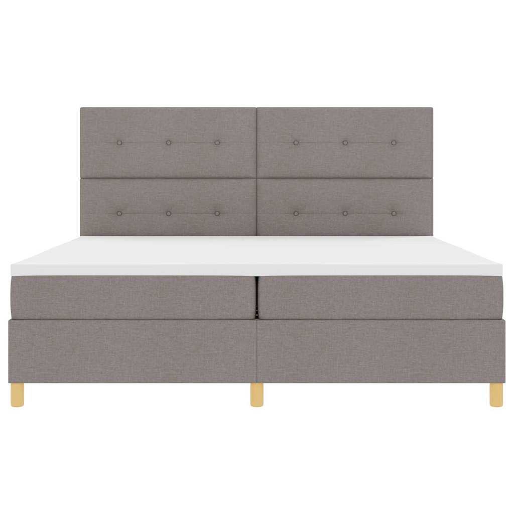 Κρεβάτι με ελατήρια με κεφαλάρι Taupe 200 x 200 cm ύφασμα