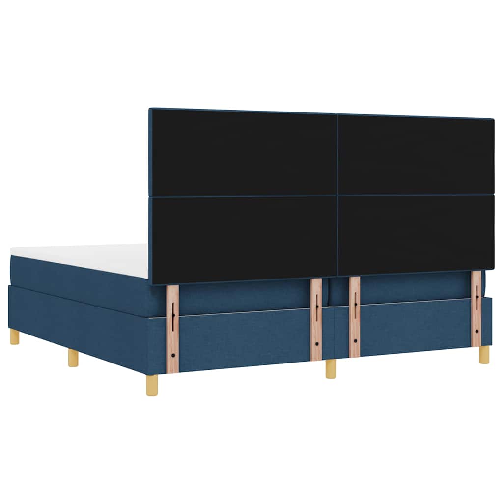 Κρεβάτι με ελατήρια με στρώμα Μπλε 200 x 200 cm ύφασμα - Pakobazaar