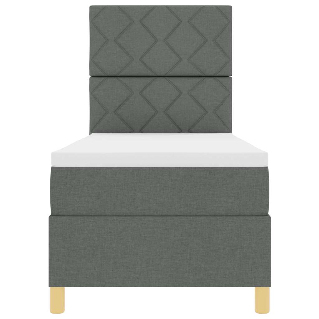 Κρεβάτι με ελατήρια με στρώμα Σκούρο Γκρι 80 x 200 cm ύφασμα - Pakobazaar