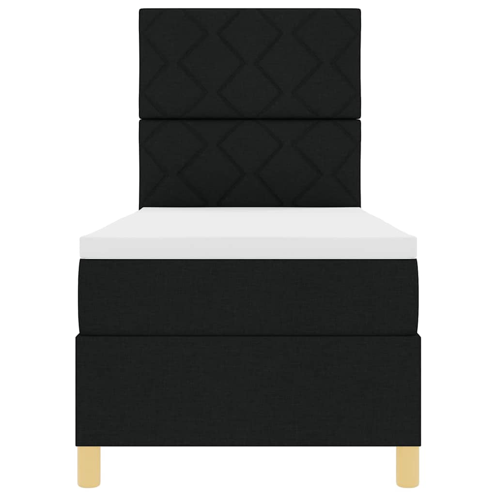 Κρεβάτι με ελατήρια με στρώμα Μαύρο 80 x 200 cm ύφασμα - Pakobazaar