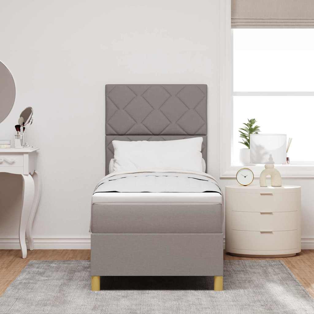 Κρεβάτι με ελατήρια με στρώμα Taupe 80 x 200 cm ύφασμα - Pakobazaar