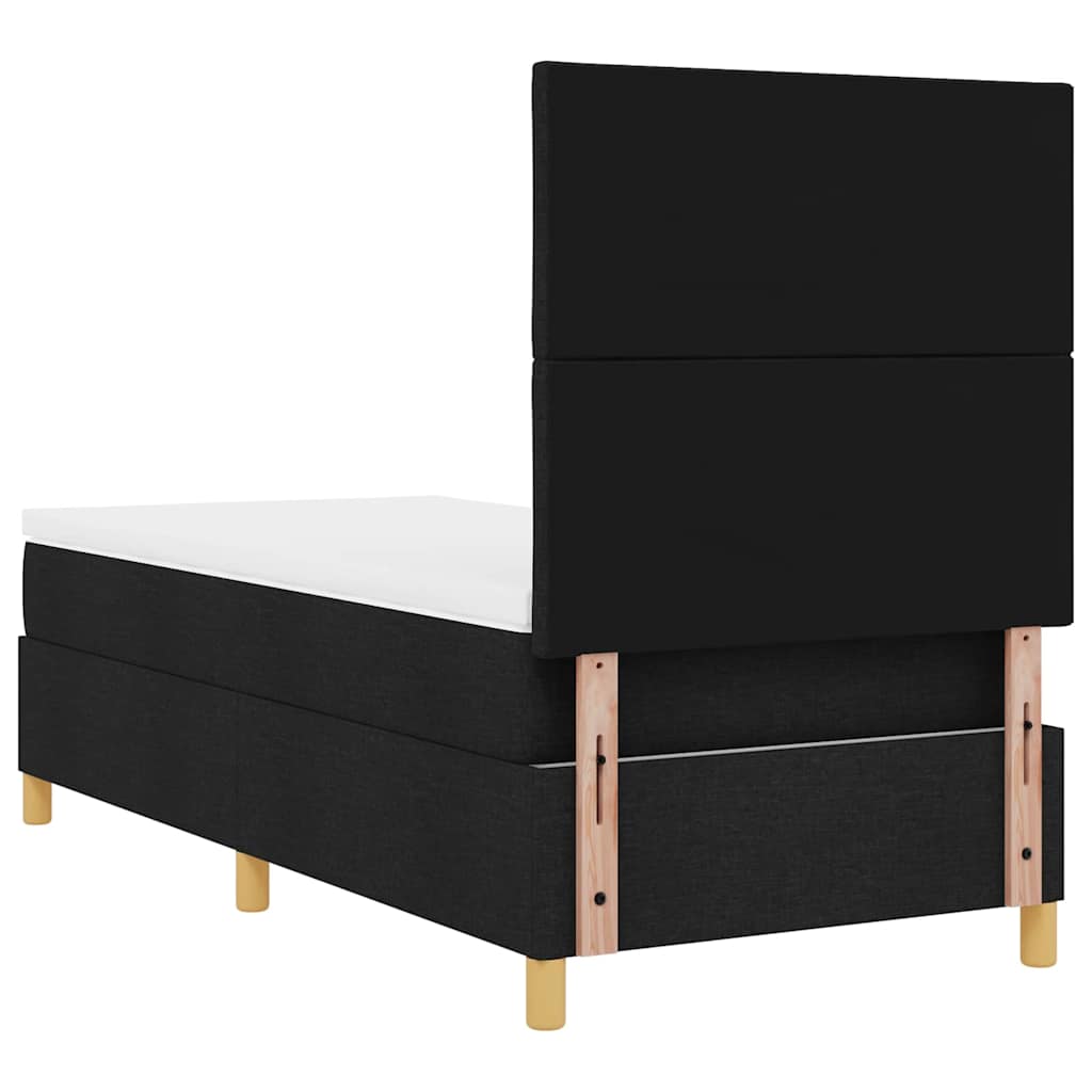 Κρεβάτι με ελατήρια με κεφαλάρι Μαύρο 90 x 190 cm ύφασμα - Pakobazaar