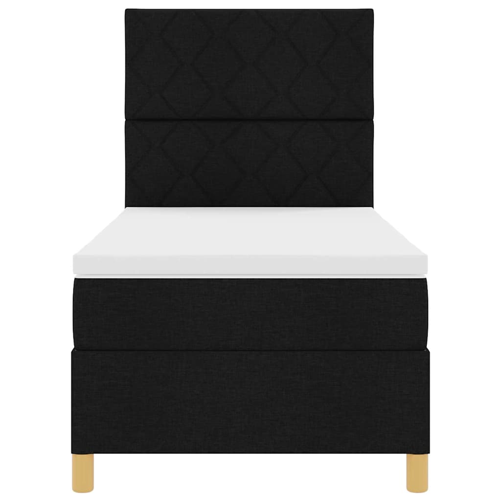 Κρεβάτι με ελατήρια με κεφαλάρι Μαύρο 90 x 190 cm ύφασμα - Pakobazaar
