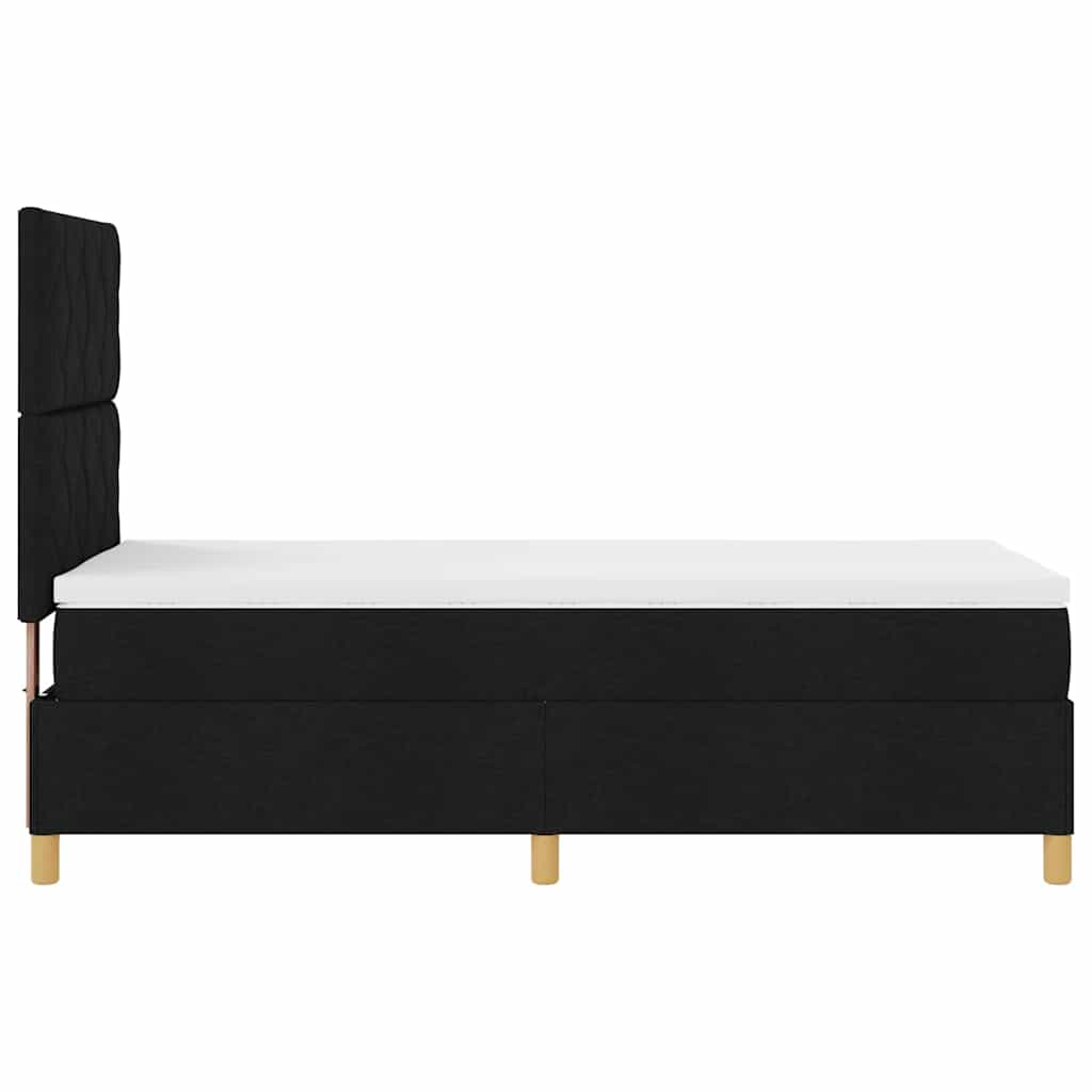 Κρεβάτι με ελατήρια με κεφαλάρι Μαύρο 90 x 190 cm ύφασμα - Pakobazaar
