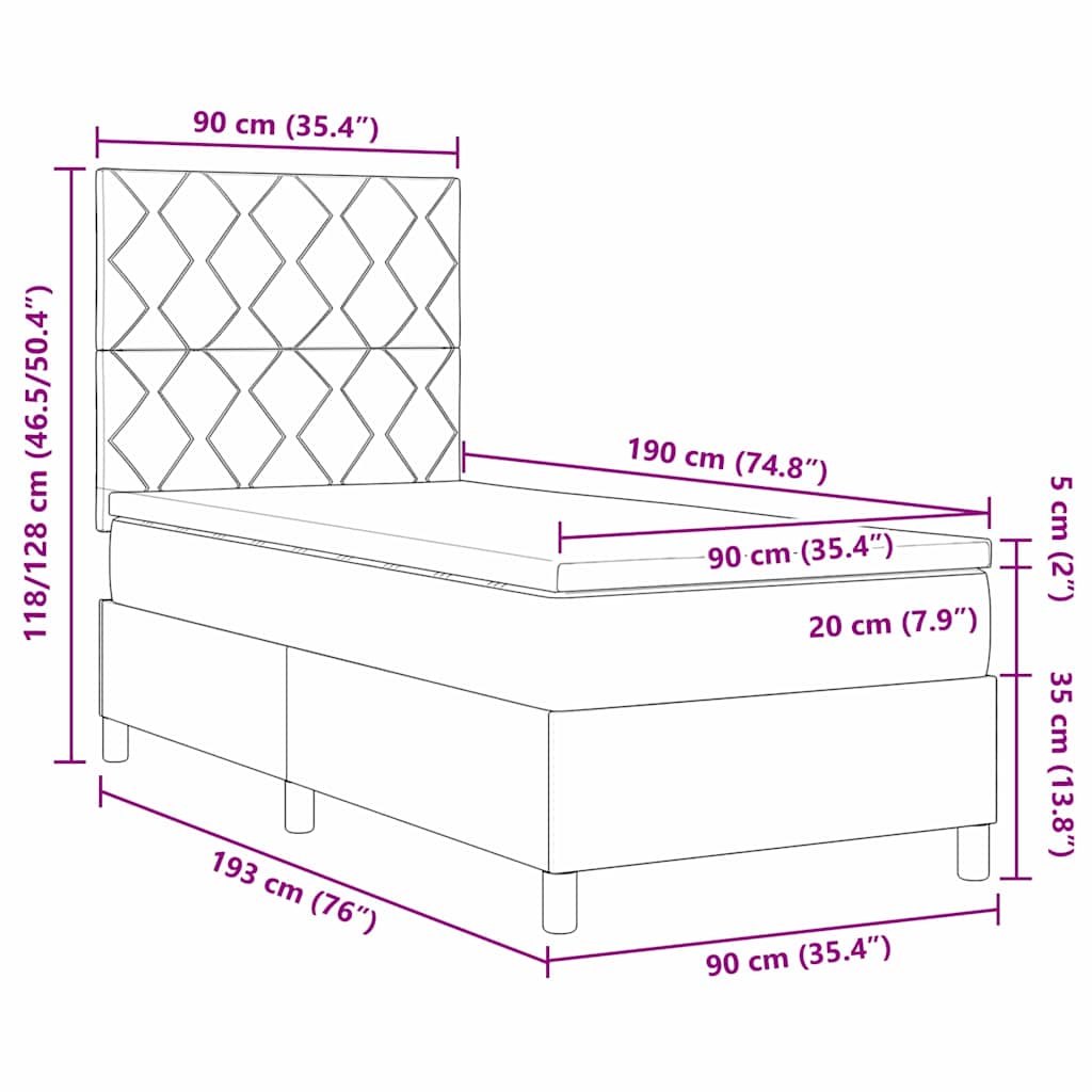 Κρεβάτι με ελατήρια με κεφαλάρι Taupe 90 x 190 cm ύφασμα - Pakobazaar