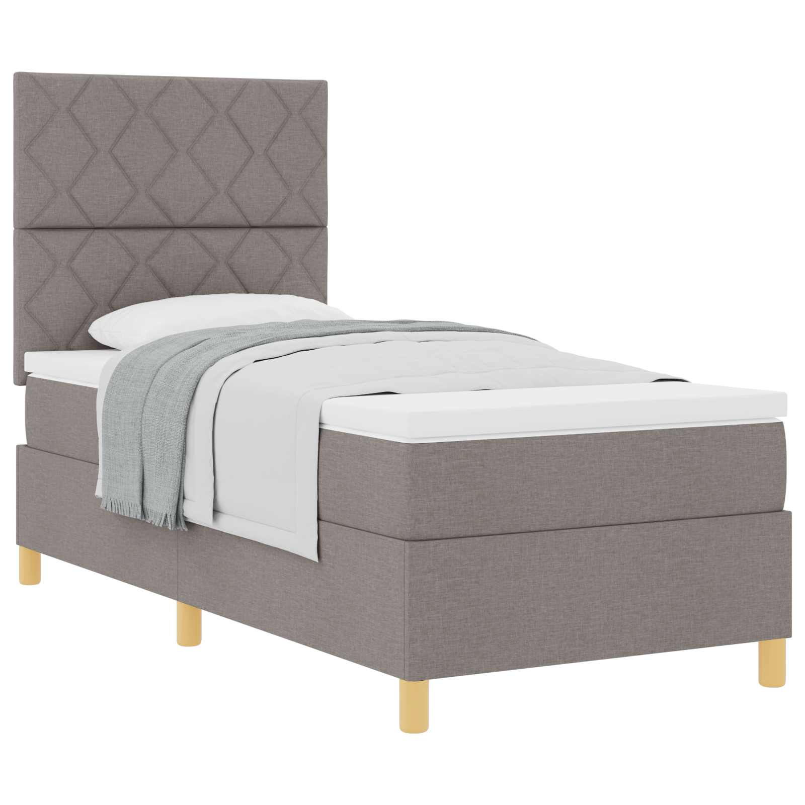 Κρεβάτι με ελατήρια με κεφαλάρι Taupe 90 x 200 cm ύφασμα - Pakobazaar