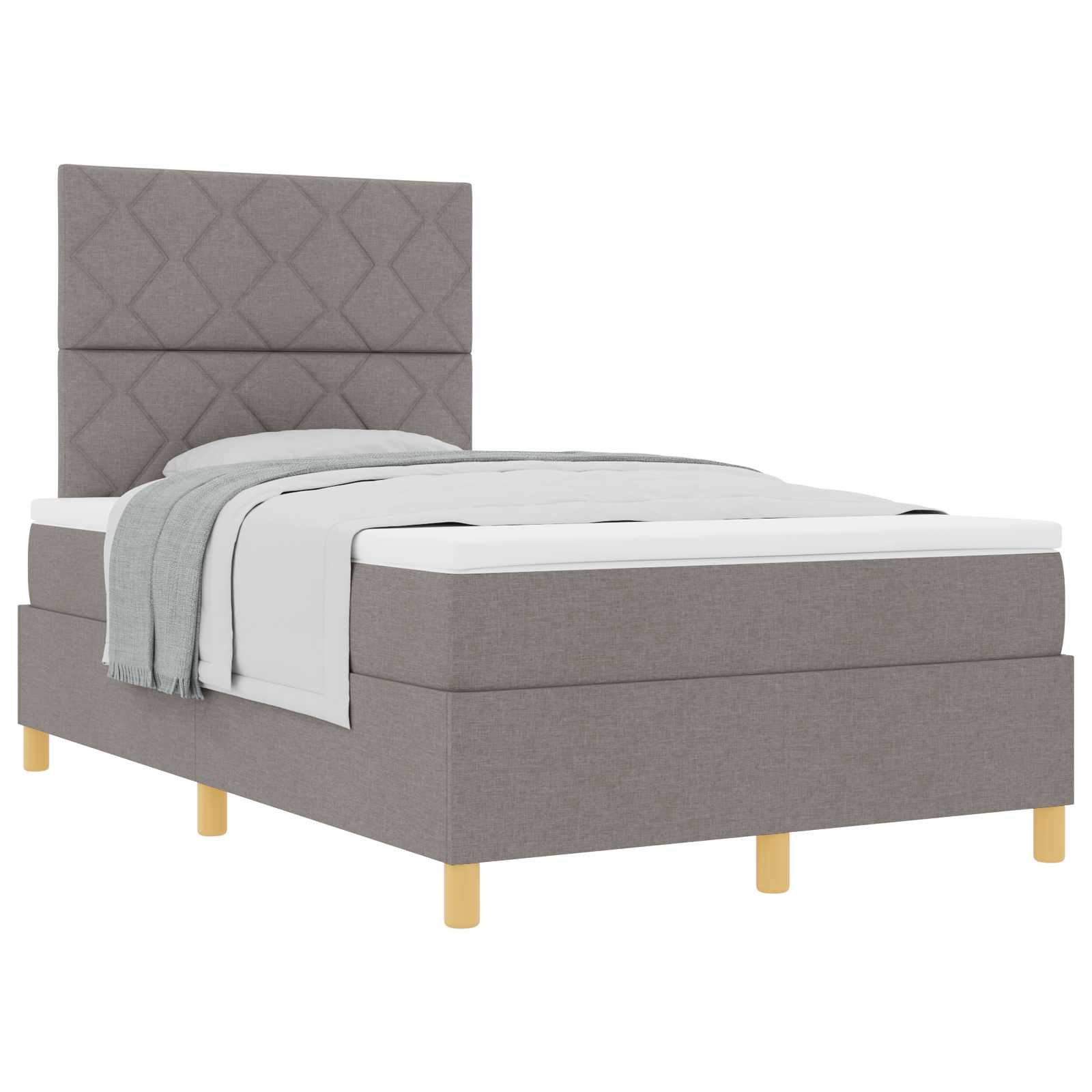 Κρεβάτι με ελατήρια με στρώμα Taupe 120 x 190 cm ύφασμα - Pakobazaar