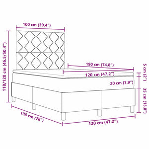 Κρεβάτι με ελατήρια με κεφαλάρι Taupe 120 x 190 cm ύφασμα - Pakobazaar