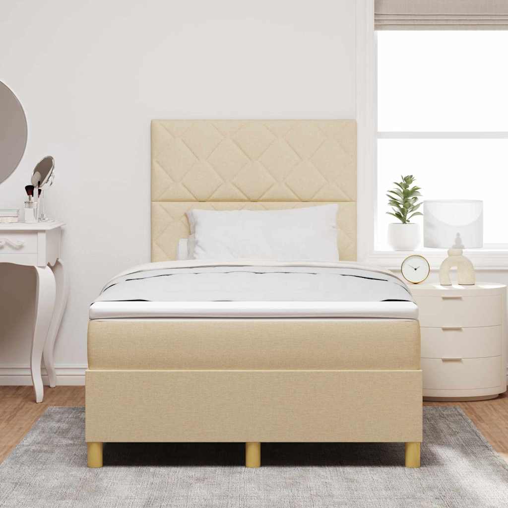 Κρεβάτι με ελατήρια με στρώμα Κρεμ 120 x 190 cm ύφασμα - Pakobazaar
