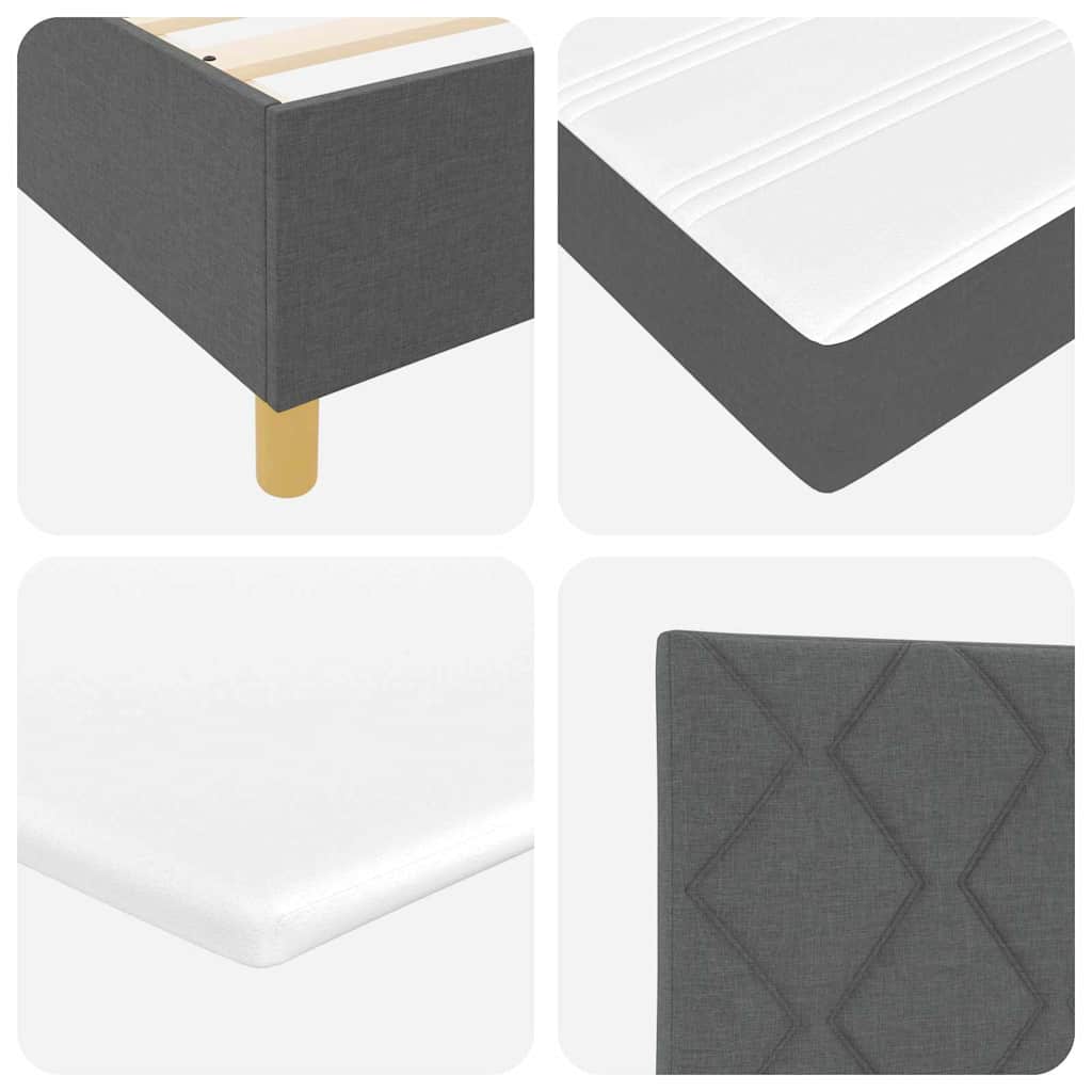 Κρεβάτι με ελατήρια με κεφαλάρι Σκούρο Γκρι 140 x 190 cm ύφασμα - Pakobazaar