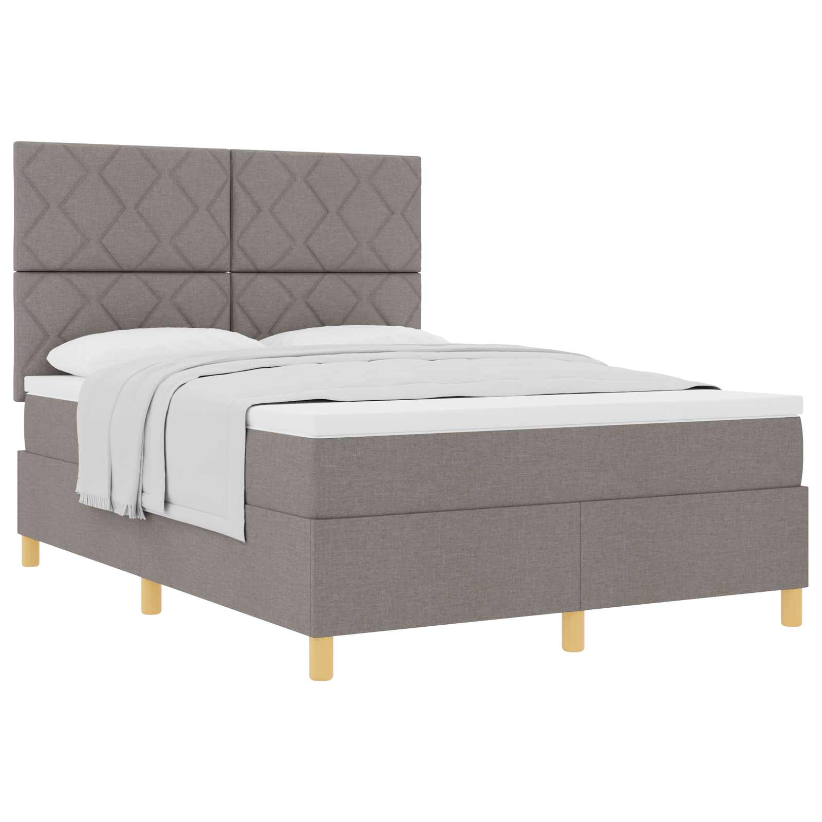 Κρεβάτι με ελατήρια με κεφαλάρι Taupe 140 x 200 cm ύφασμα - Pakobazaar