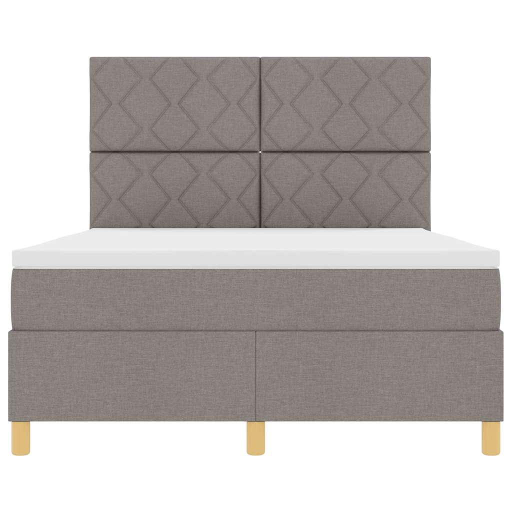 Κρεβάτι με ελατήρια με κεφαλάρι Taupe 140 x 200 cm ύφασμα - Pakobazaar