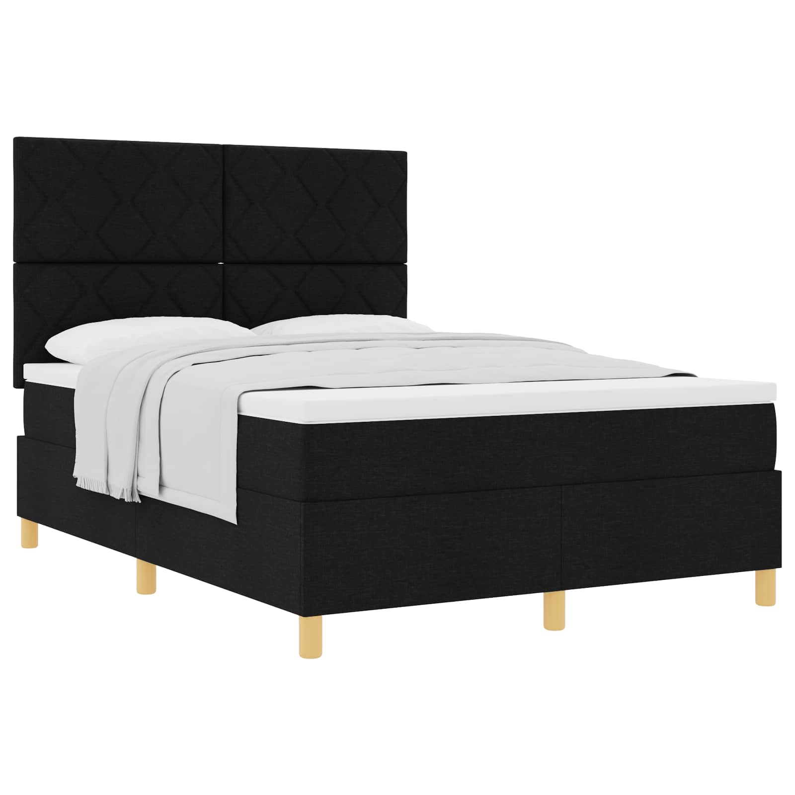 Κρεβάτι με ελατήρια με κεφαλάρι Μαύρο 160 x 200 cm ύφασμα - Pakobazaar