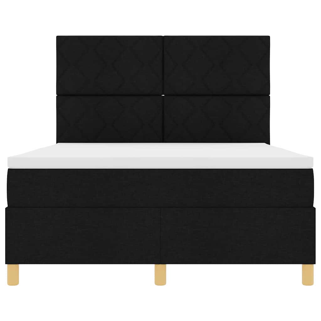 Κρεβάτι με ελατήρια με κεφαλάρι Μαύρο 160 x 200 cm ύφασμα - Pakobazaar