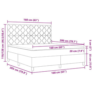 Κρεβάτι με ελατήρια με κεφαλάρι Μαύρο 160 x 200 cm ύφασμα - Pakobazaar