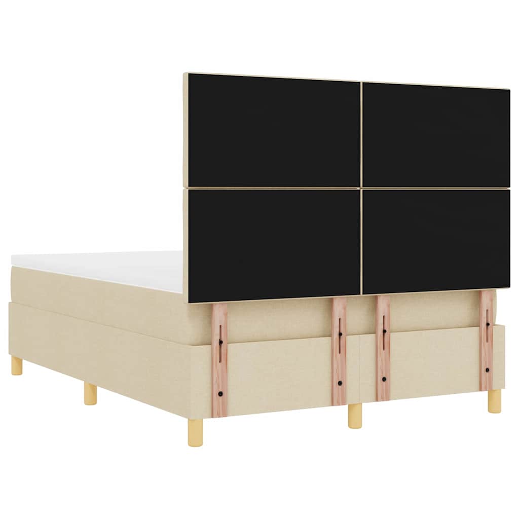 Κρεβάτι με ελατήρια με κεφαλάρι Κρεμ 160 x 200 cm ύφασμα - Pakobazaar