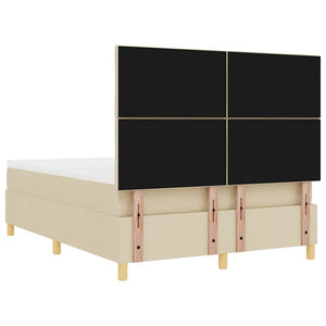 Κρεβάτι με ελατήρια με κεφαλάρι Κρεμ 160 x 200 cm ύφασμα - Pakobazaar